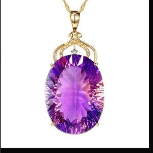 Purple Rhinestones Pendant Necklace NWOT